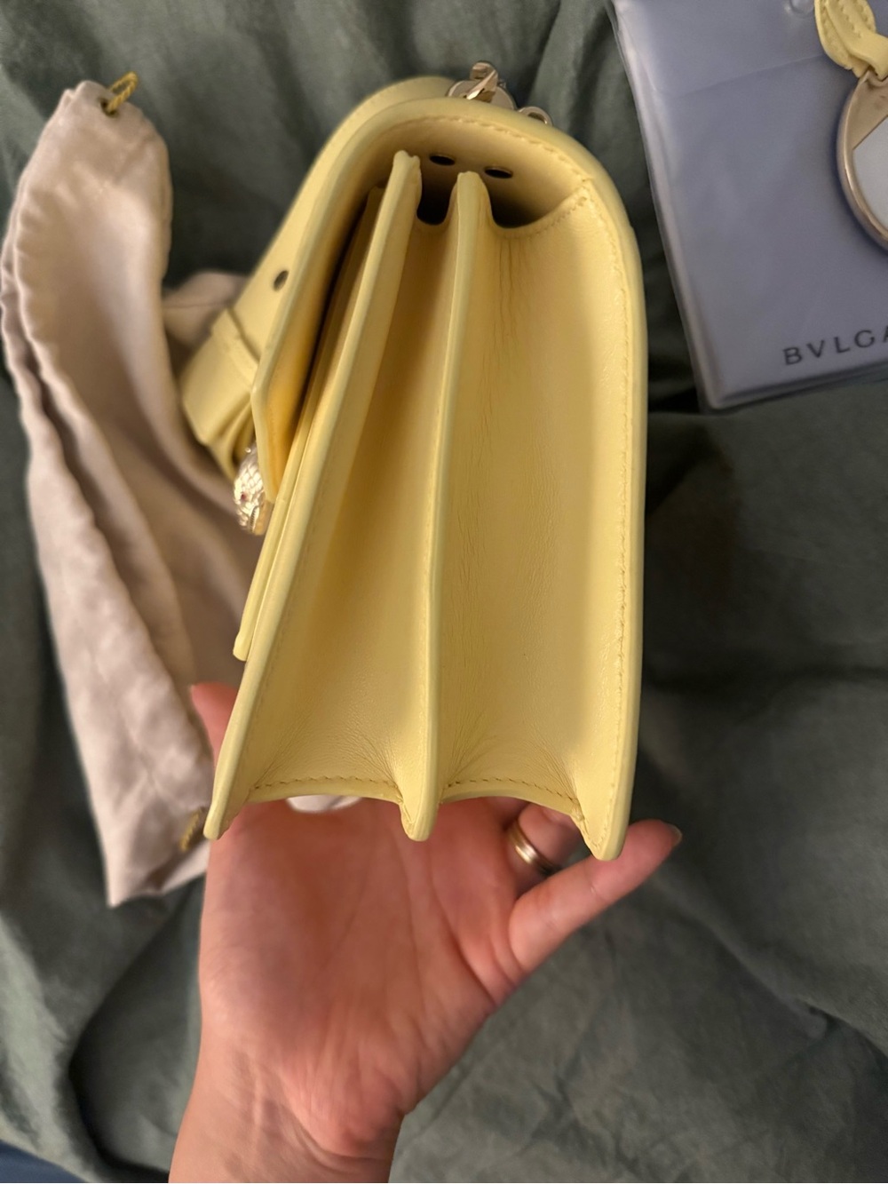 Bvlgari Yellow Calfskin Serpenti Forever Maxi Chain Crossbody Bag - Picture 9 of 15